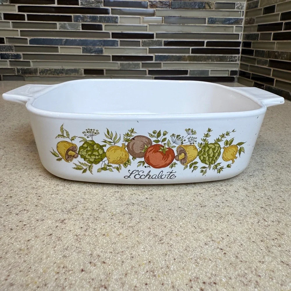 VTG Corning Ware Spice O' Life L'Echalote 1qt Casserole Dish A-1-B USA No Lid